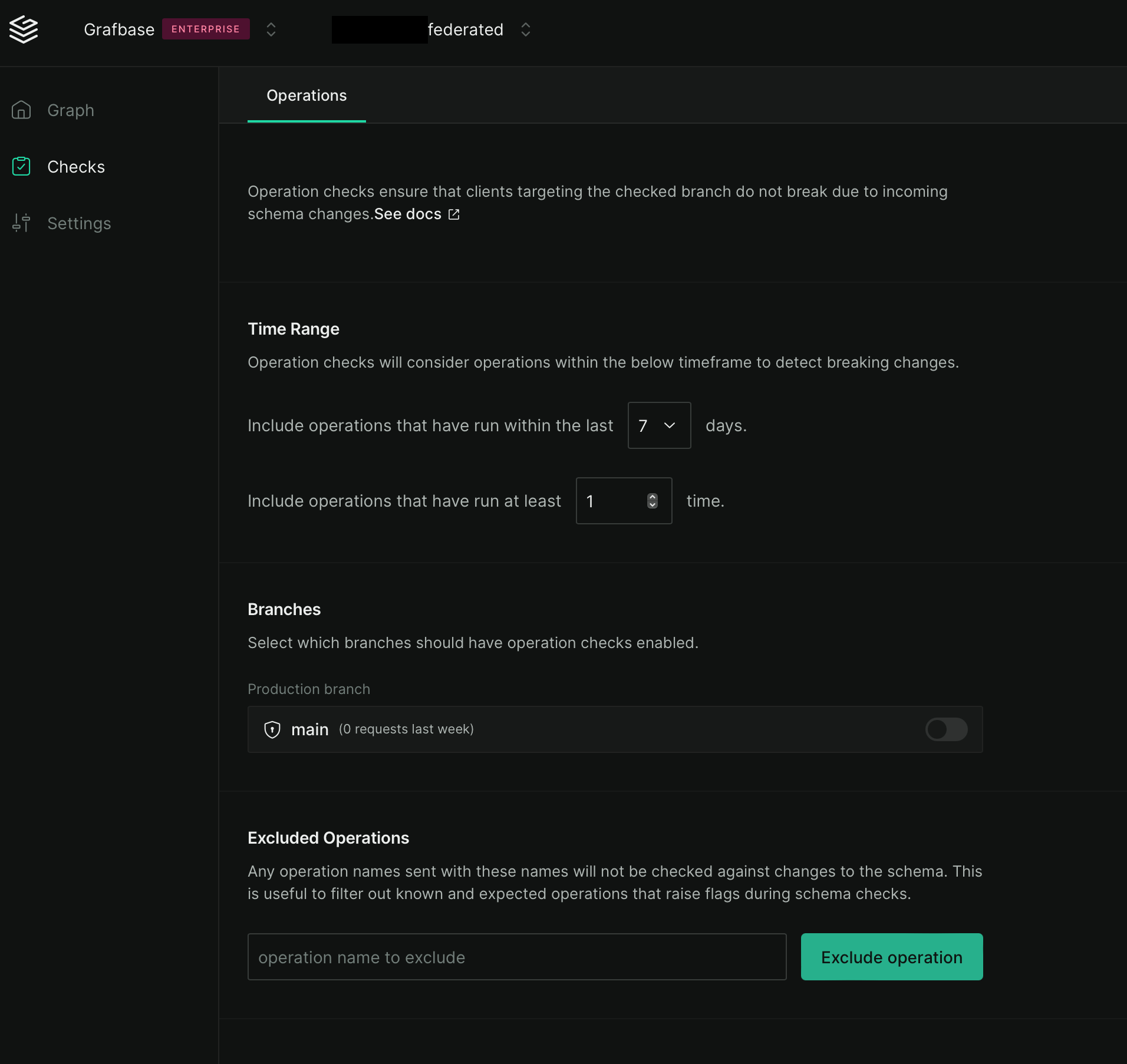 Operation Checks configuration screen