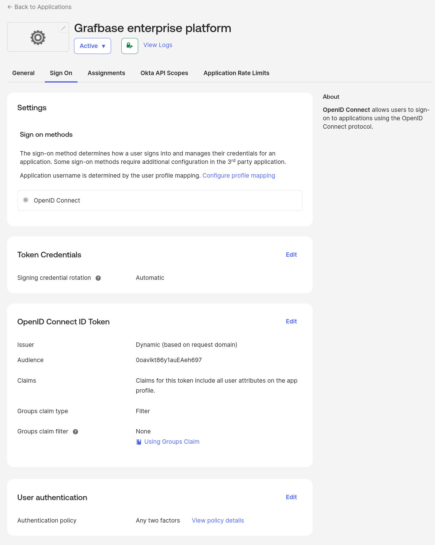 OIDC configuration