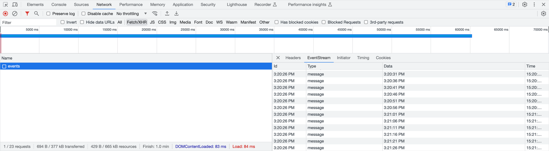 Inspecting server-sent events in the browser