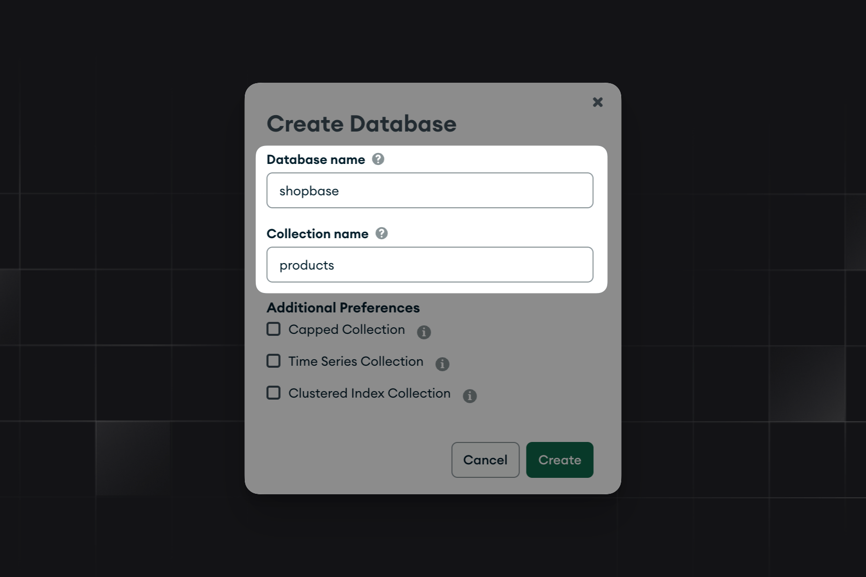 Create database and collection